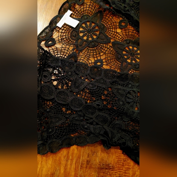 Liz Claiborne Black Lace Open-Work Cardigan - Picture 9 of 9